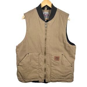 Cowboy Work Wear Tan Full Zip Canvas Vest Medium 21x28 Preowned
